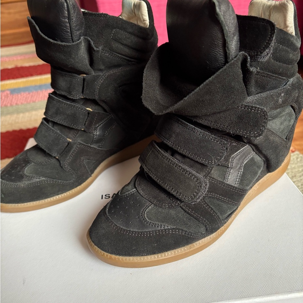 Isabel Marant Black Wedge Sneakers